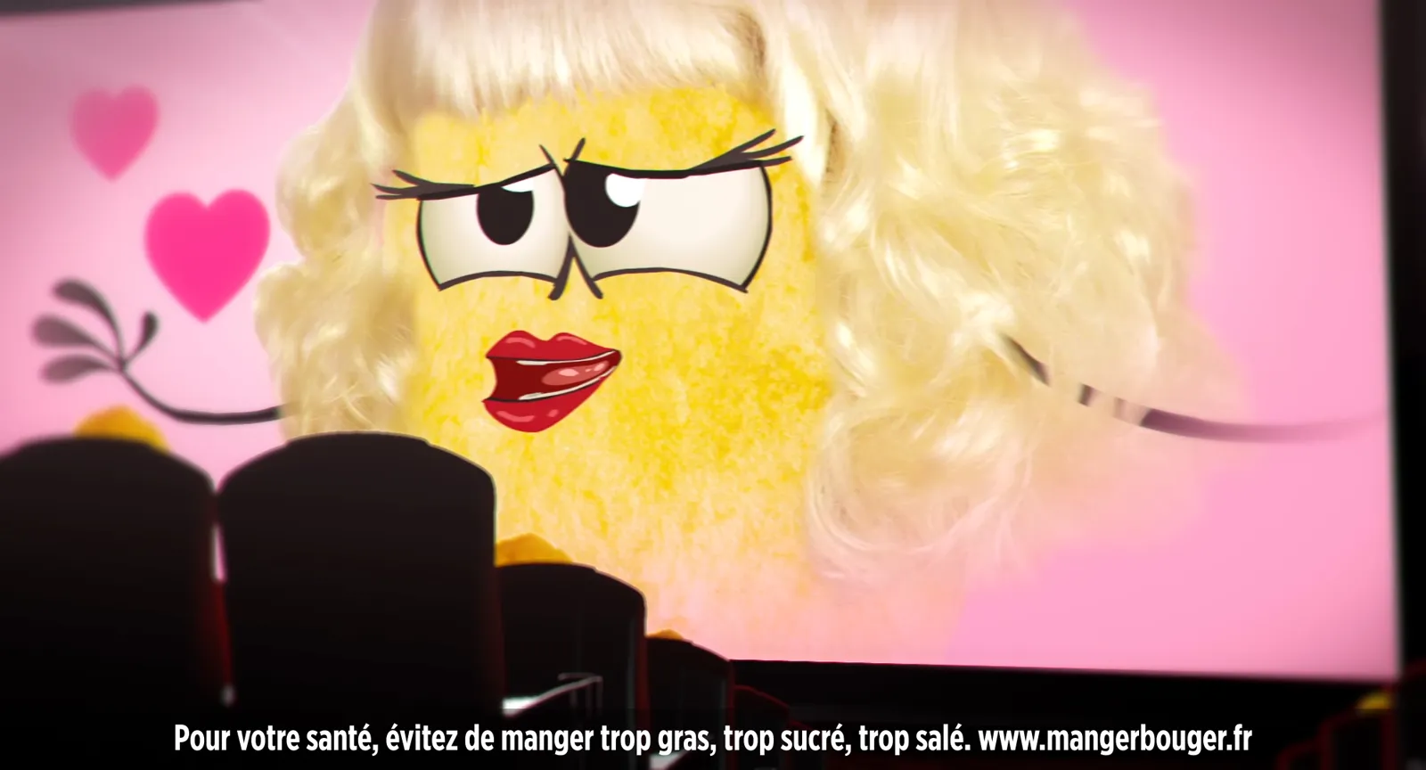 Personnage chips Lay's en star de cinéma sur écran rose